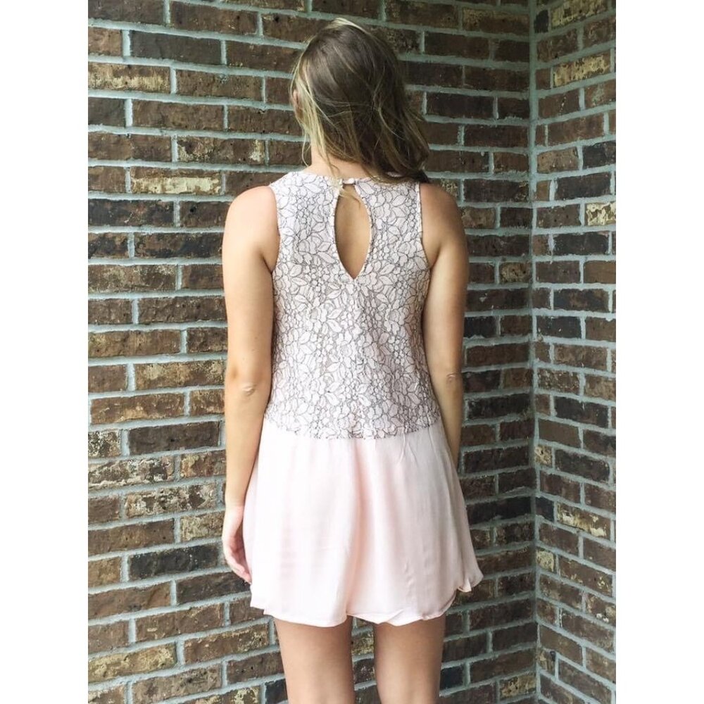 NWT Pale Pink Lace Trim Mini Dress Tunic | Coquette Boho Coastal Cowgirl Fairy S - Picture 5 of 9